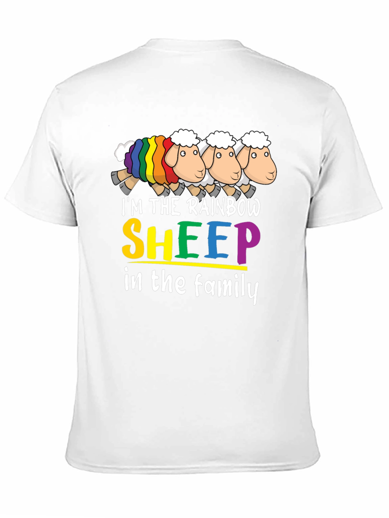 Rainbow Sheep Family Graphic T-Shirt
