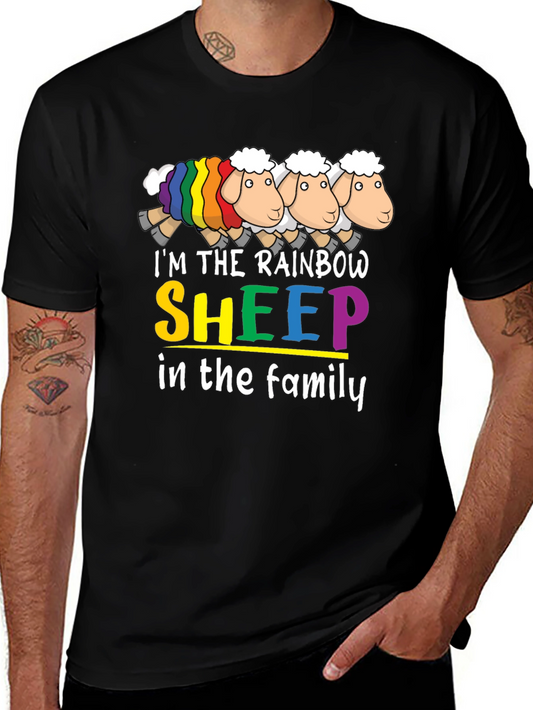 Rainbow Sheep Family Graphic T-Shirt