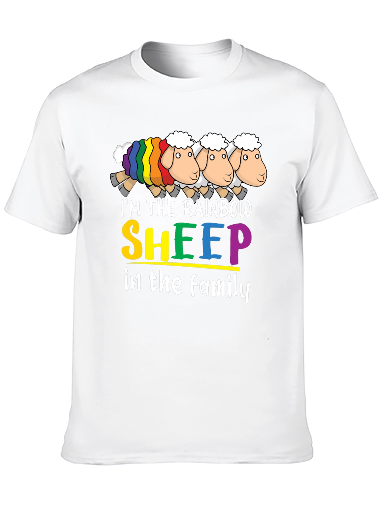 Rainbow Sheep Family Graphic T-Shirt