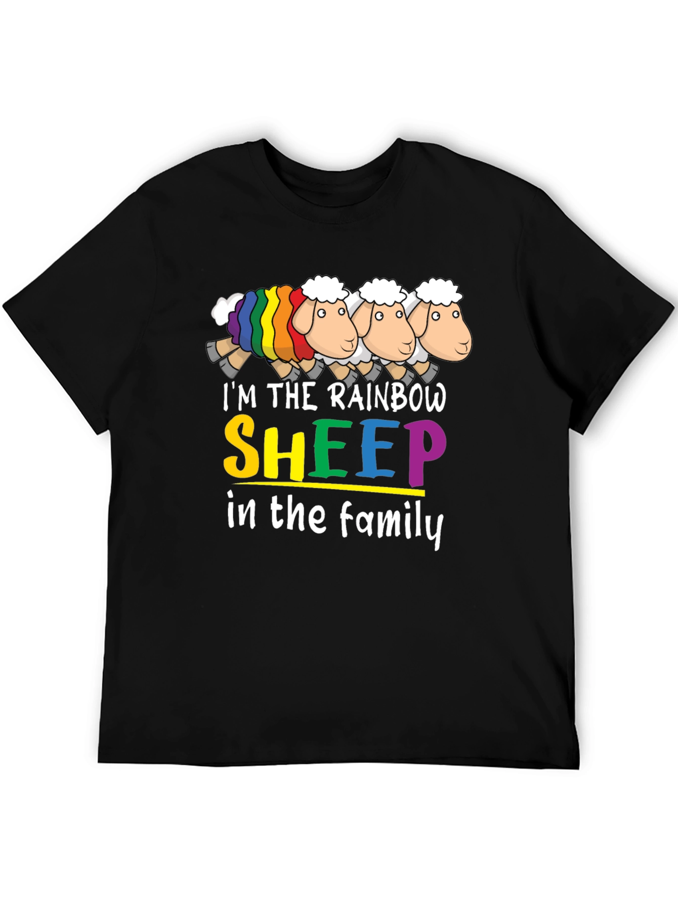 Rainbow Sheep Family Graphic T-Shirt