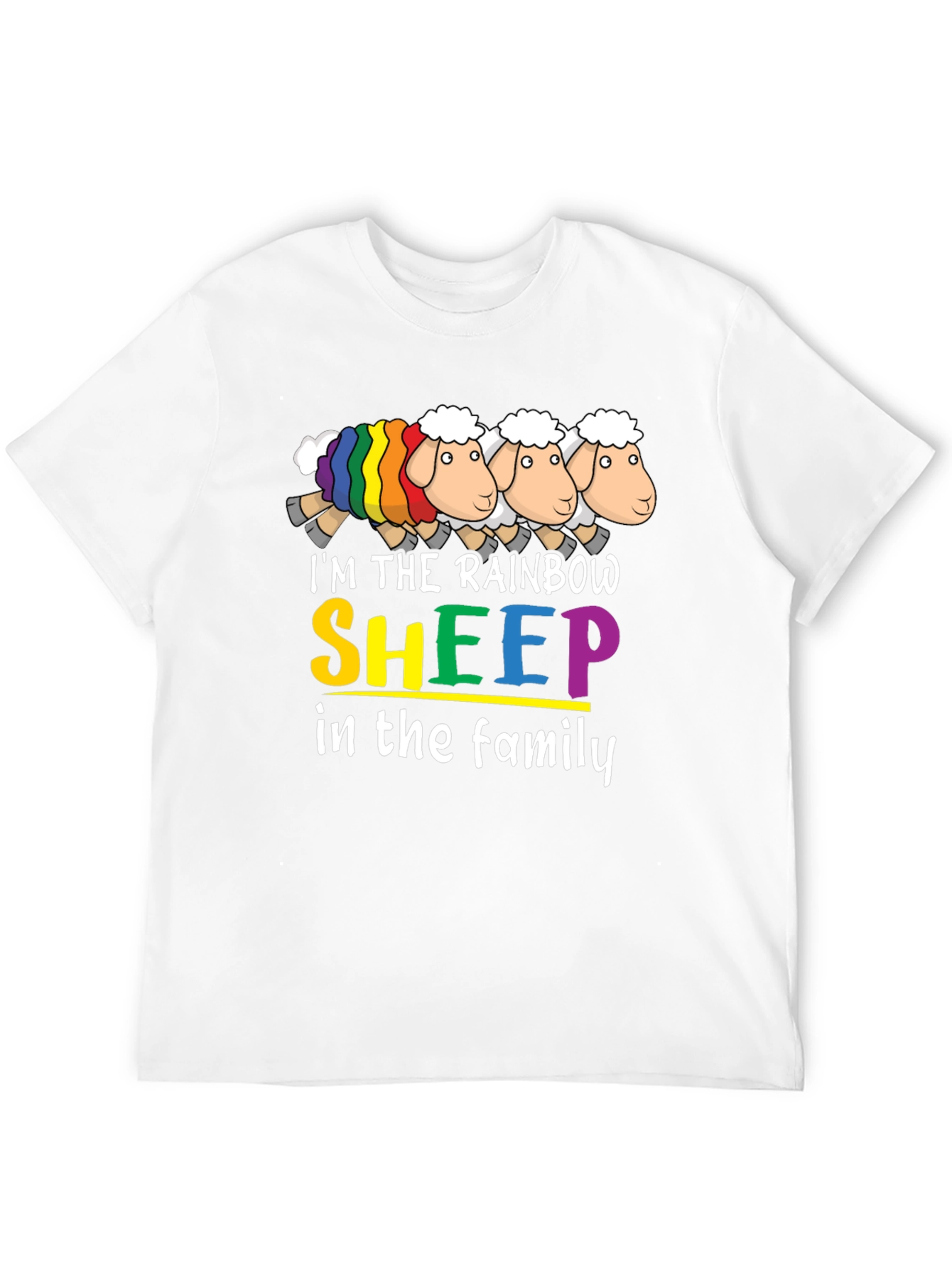 Rainbow Sheep Family Graphic T-Shirt