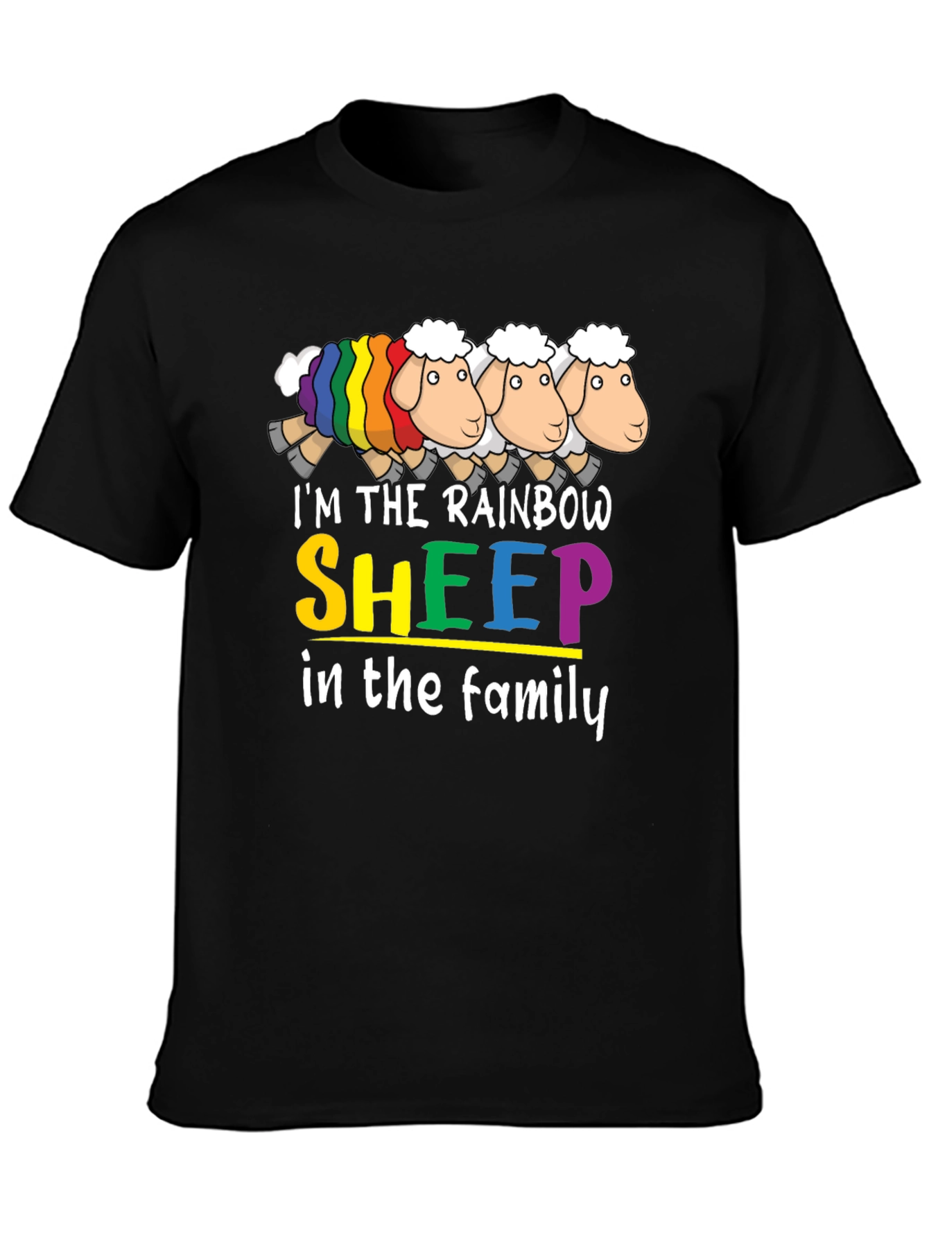 Rainbow Sheep Family Graphic T-Shirt