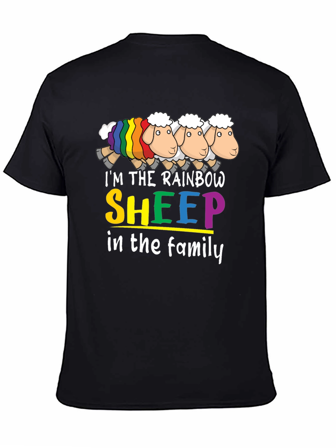 Rainbow Sheep Family Graphic T-Shirt