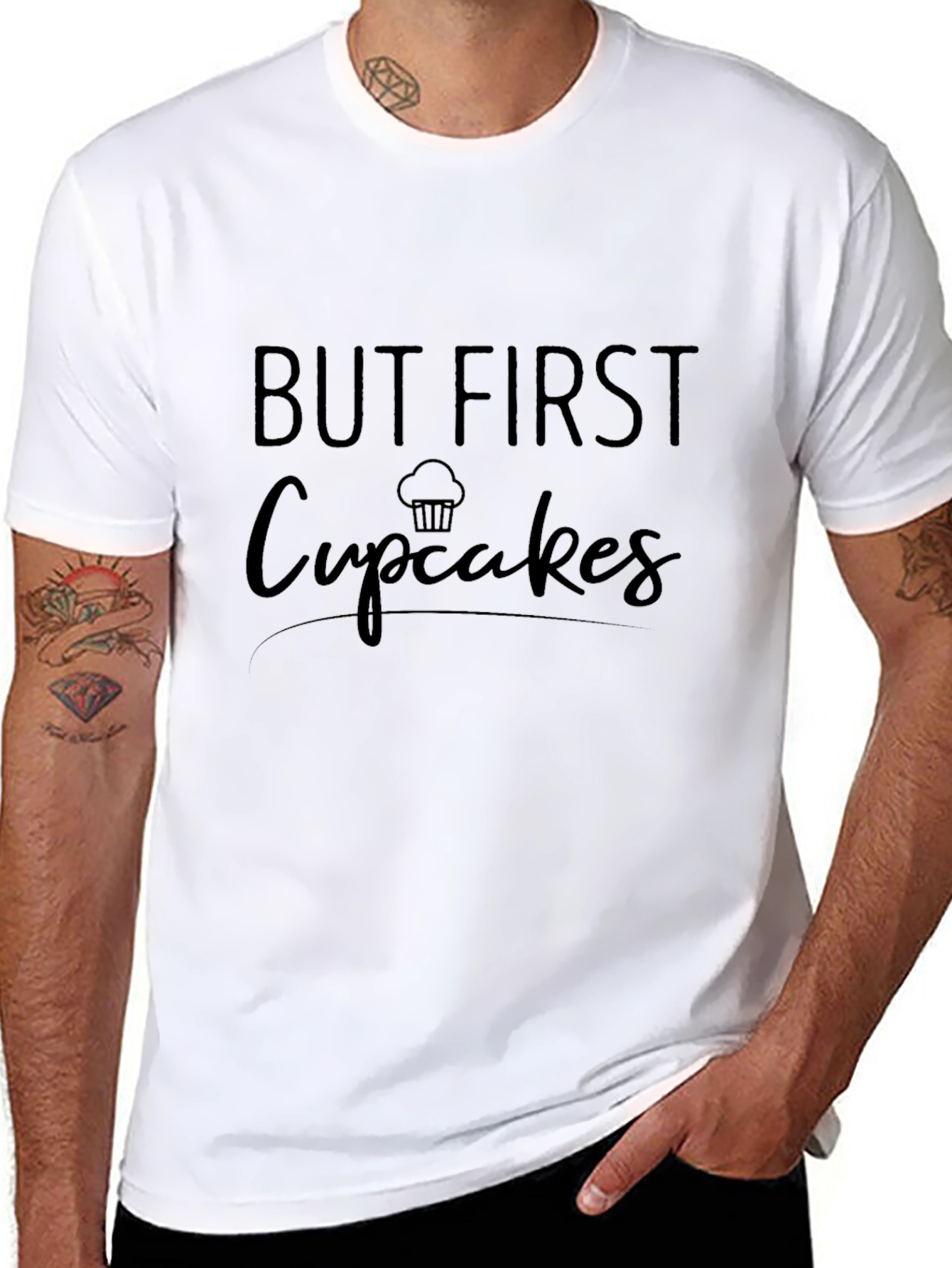 But First Cupcakes Graphic Tee - Black