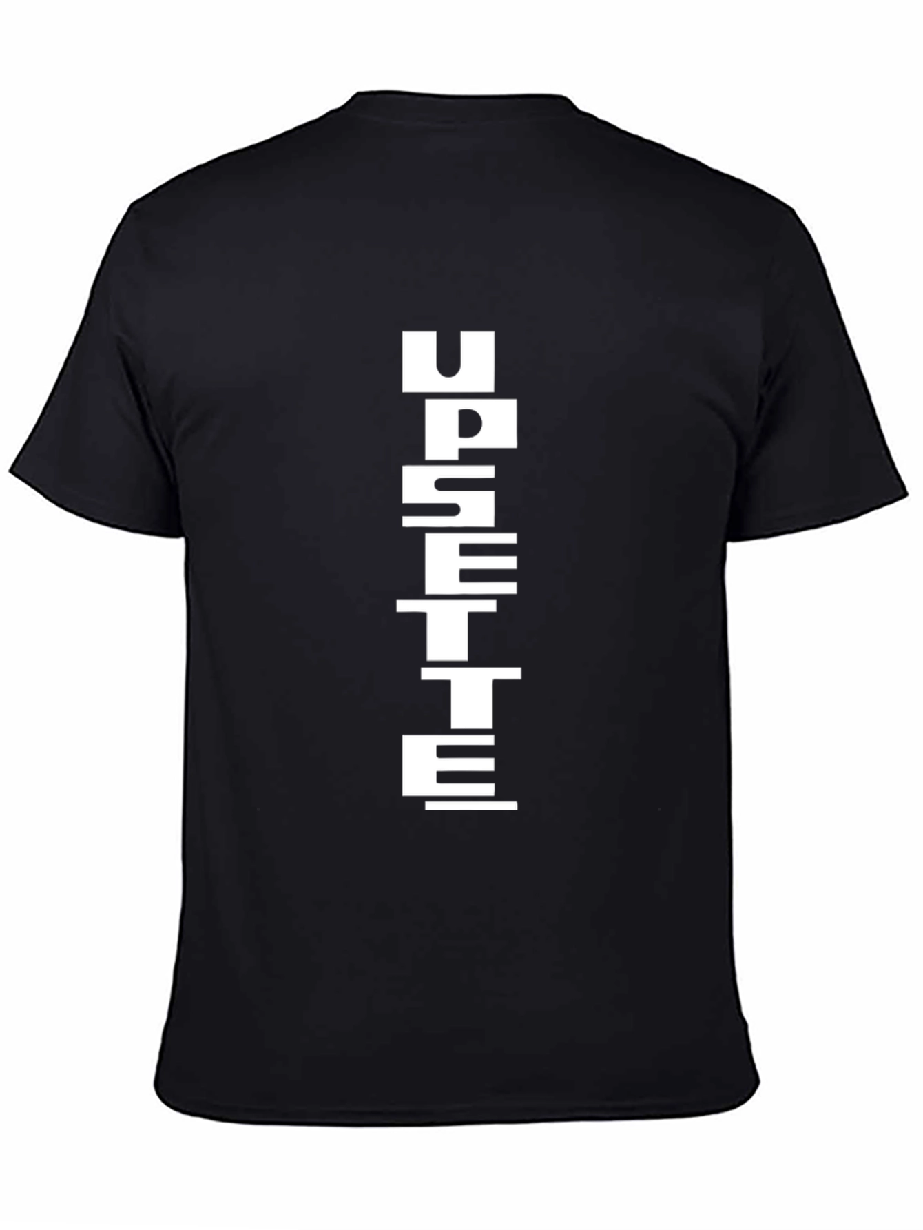 Unique Vertical Letter Graphic Black T-Shirt
