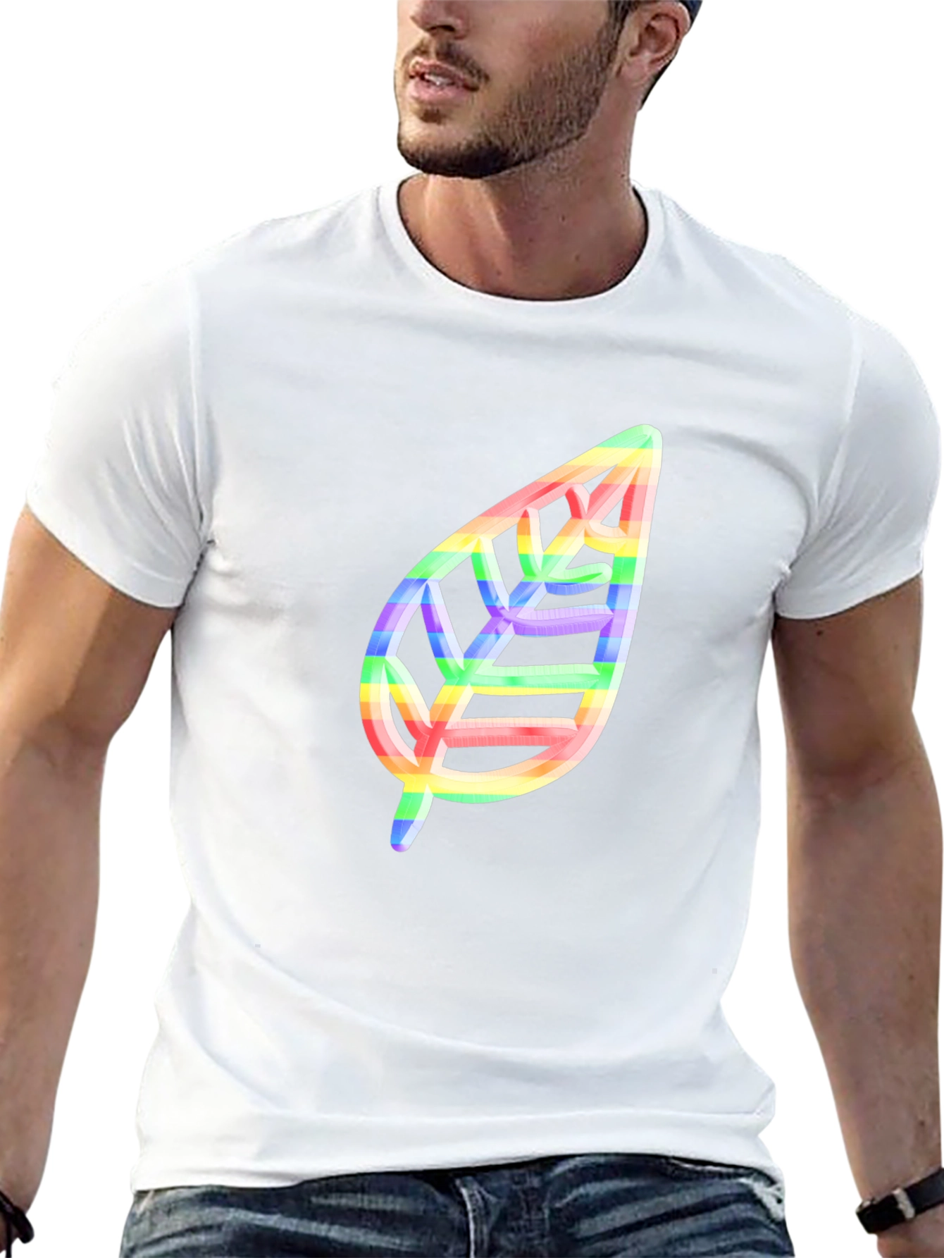 Rainbow Leaf Graphic T-Shirt