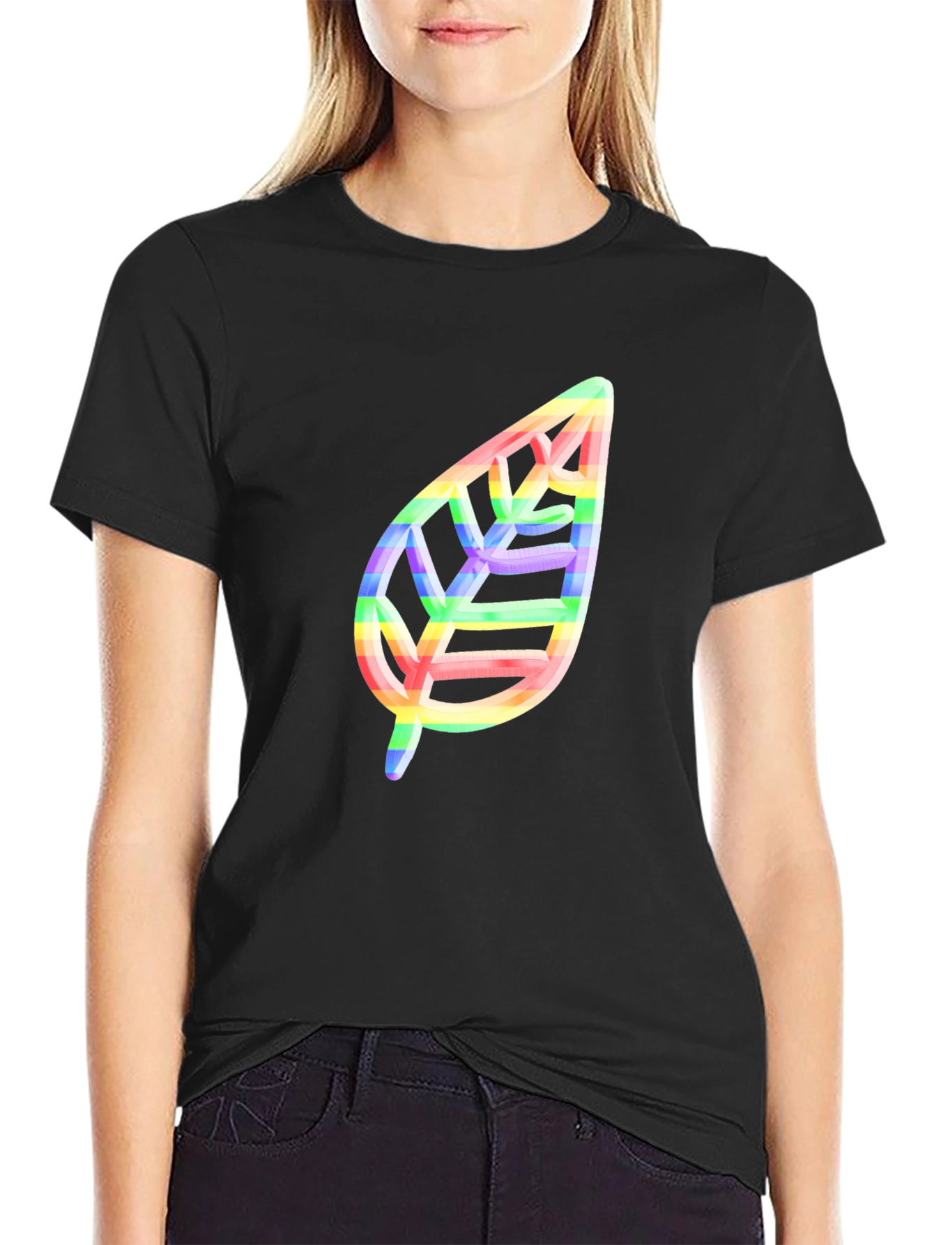 Rainbow Leaf Graphic T-Shirt