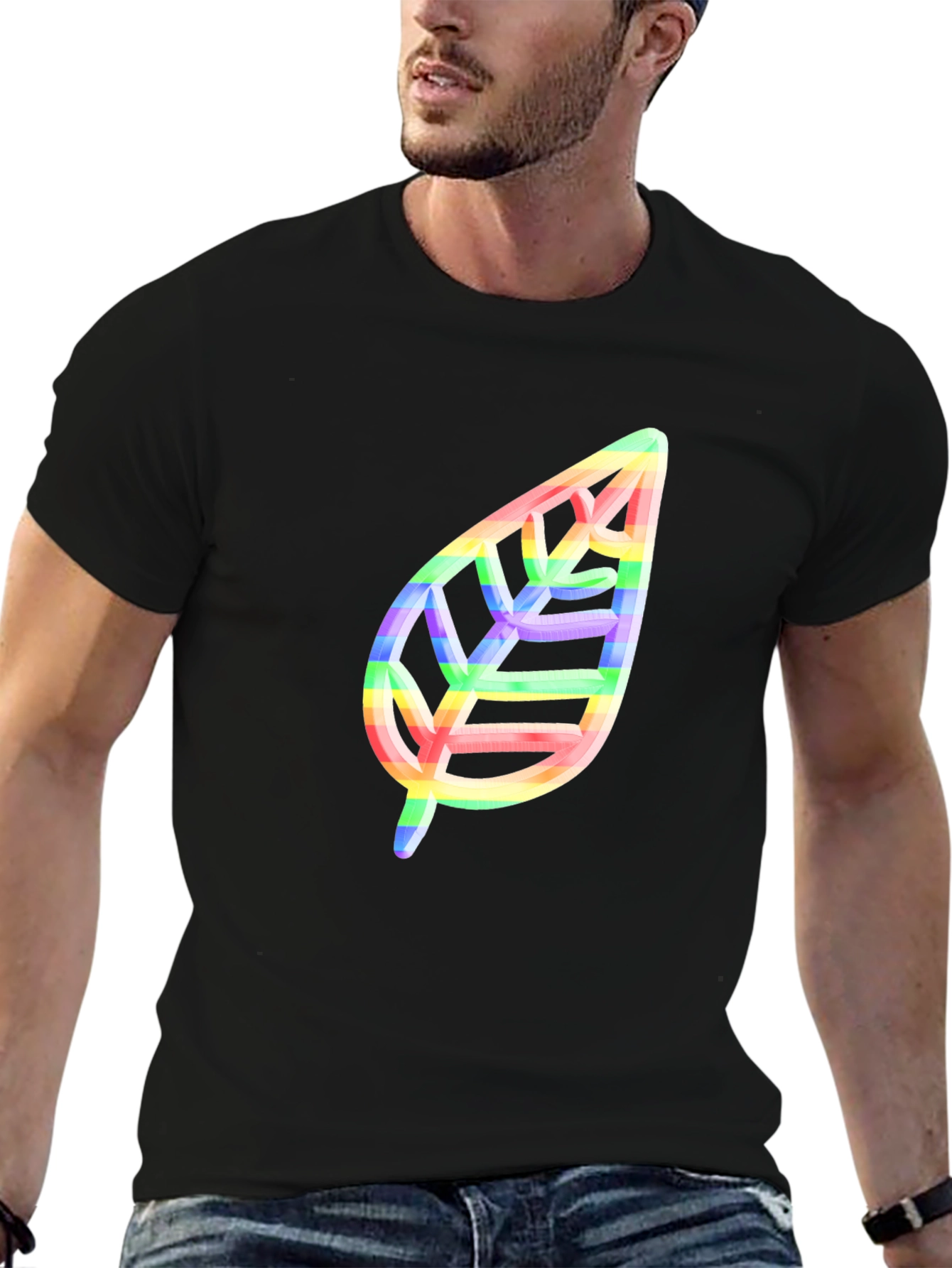 Rainbow Leaf Graphic T-Shirt