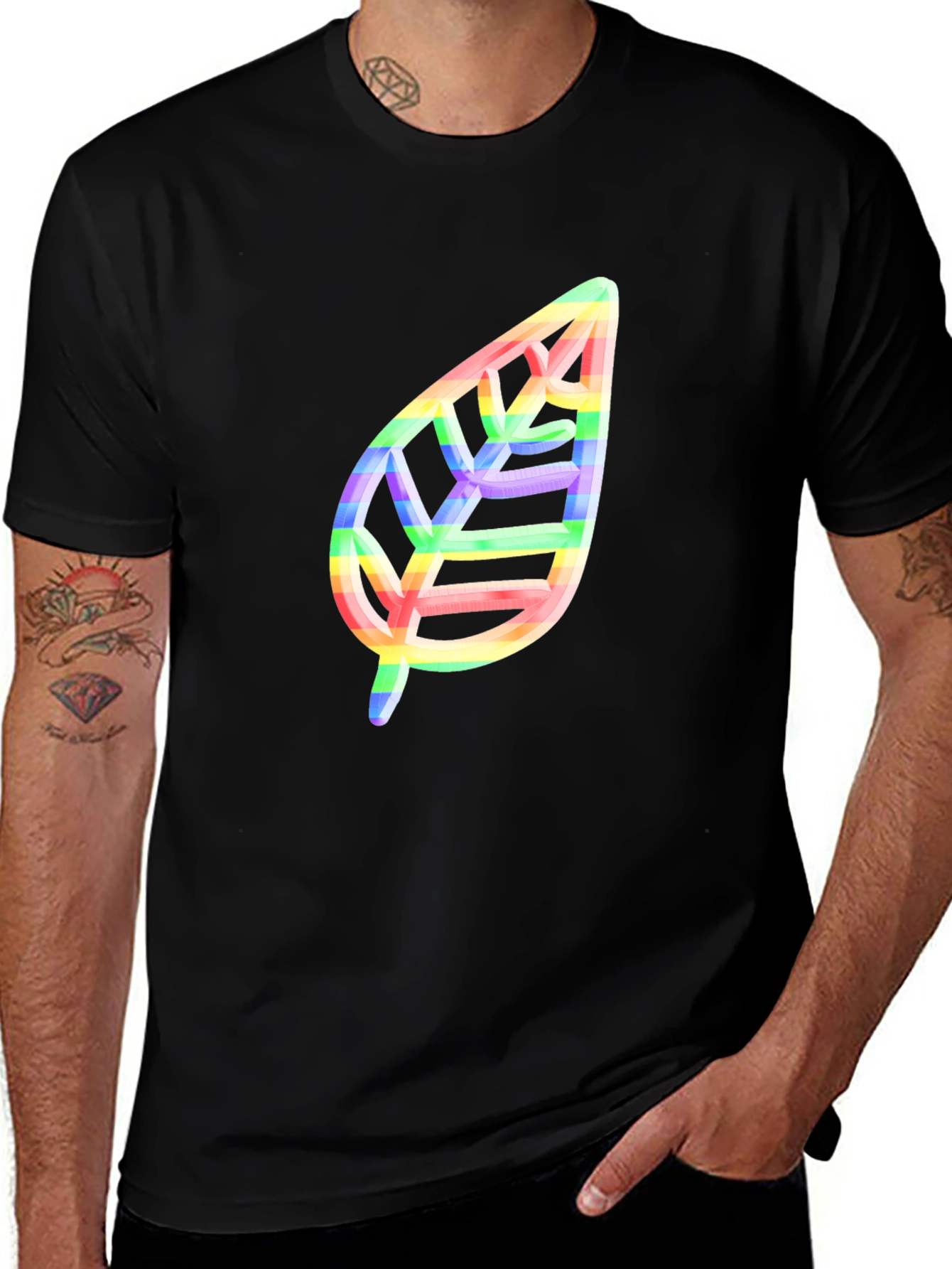 Rainbow Leaf Graphic T-Shirt