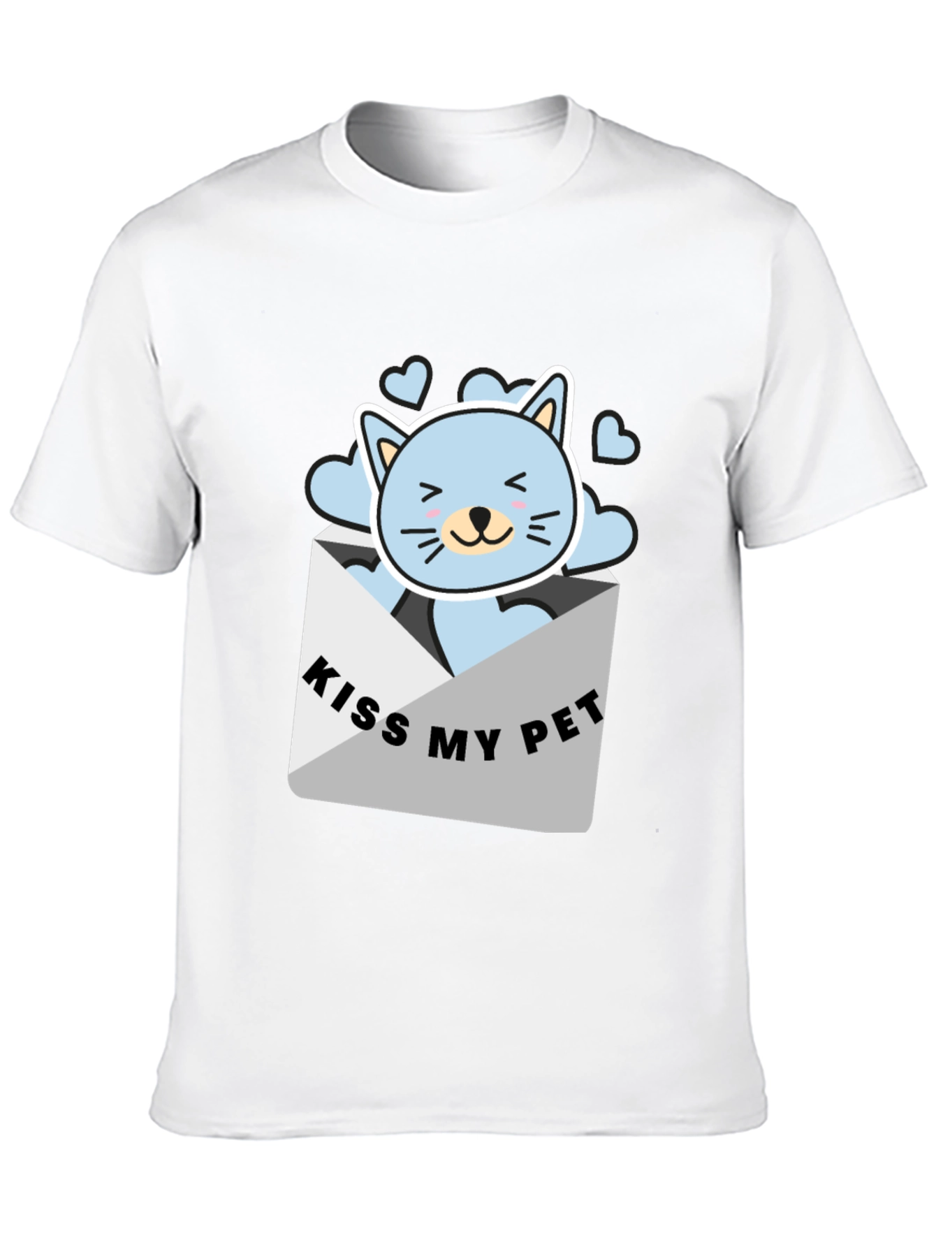 Kiss My Pet Black T-Shirt Cute Cat Design