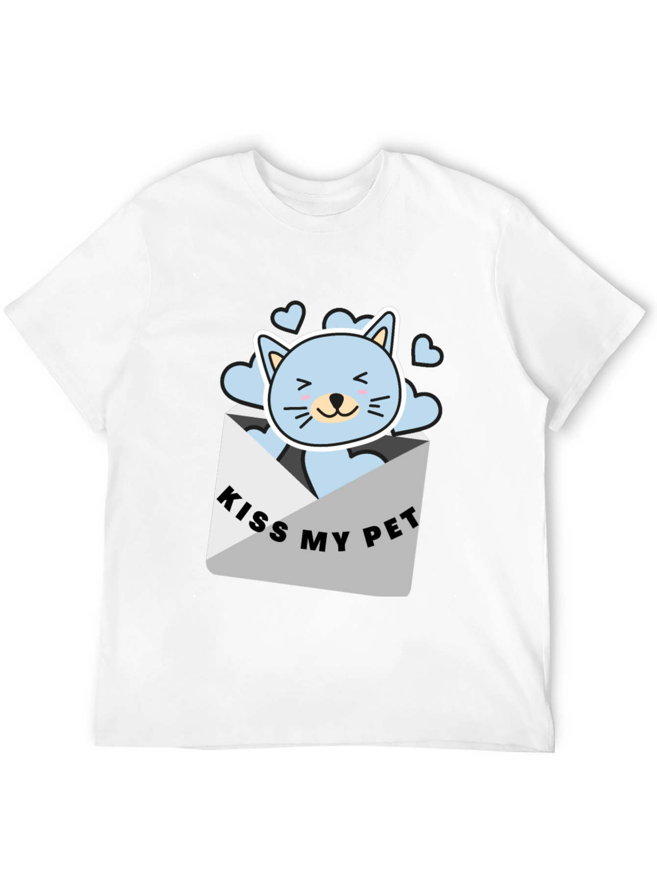 Kiss My Pet Black T-Shirt Cute Cat Design