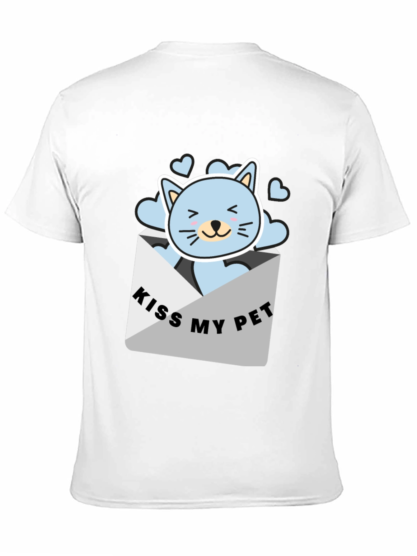 Kiss My Pet Black T-Shirt Cute Cat Design