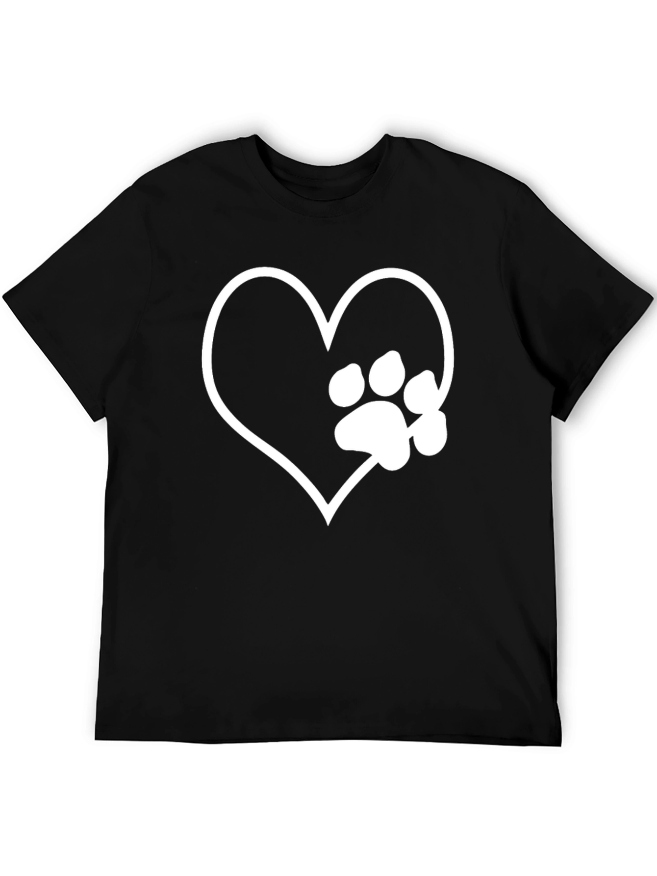 Heart Paw Print Black T-Shirt
