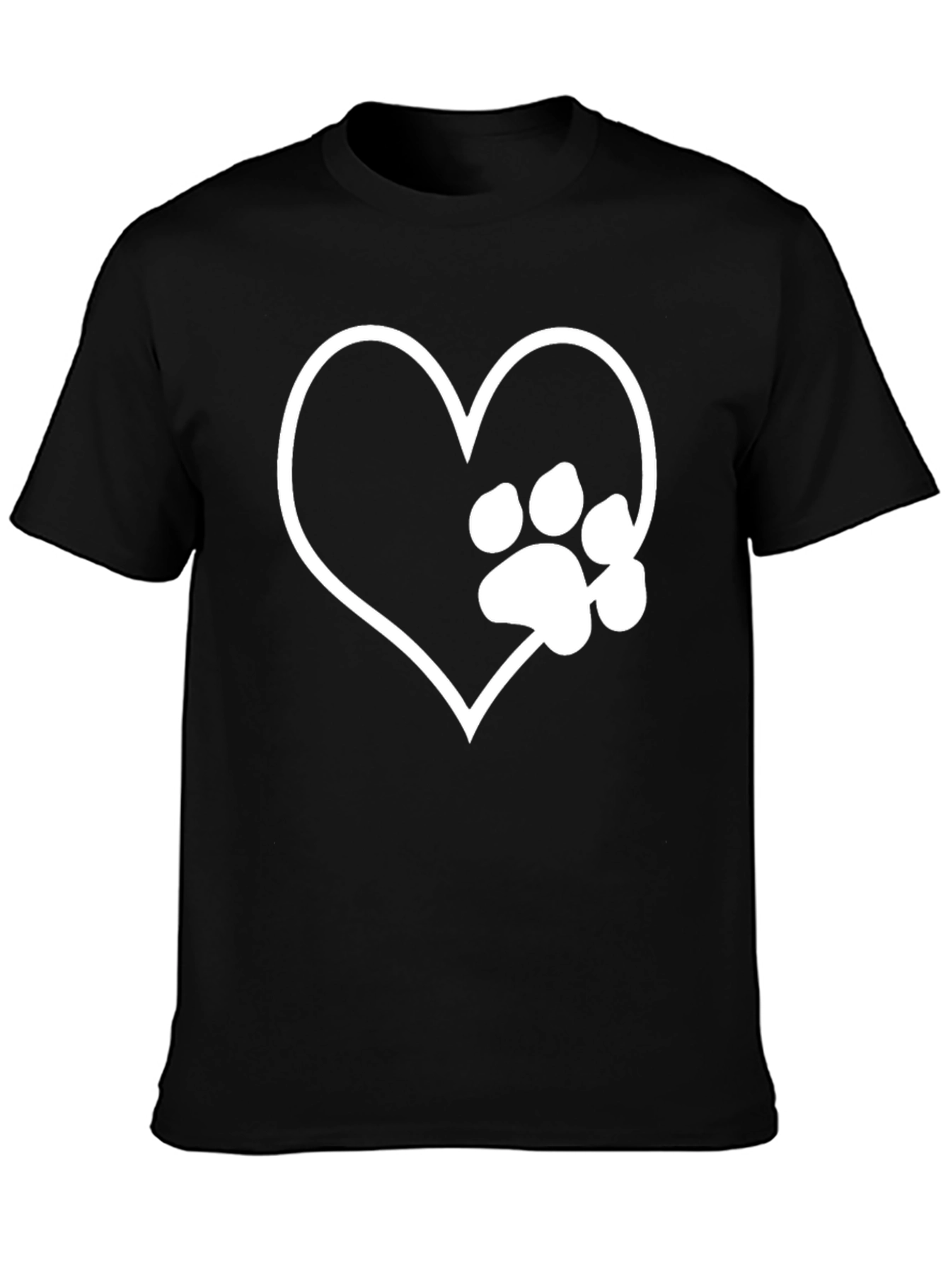 Heart Paw Print Black T-Shirt