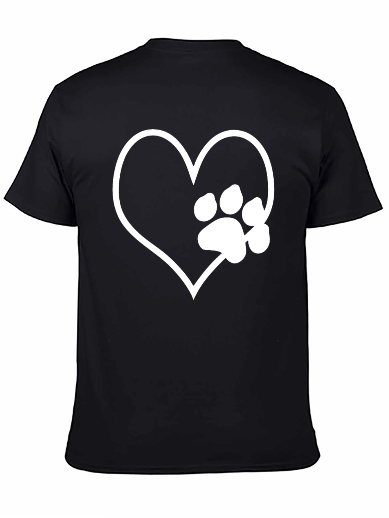 Heart Paw Print Black T-Shirt