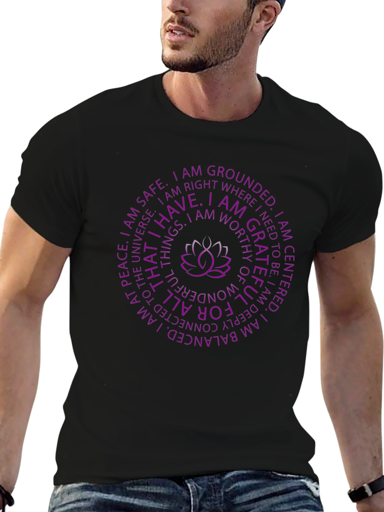 Affirmation Lotus Flower Graphic Tee - Black