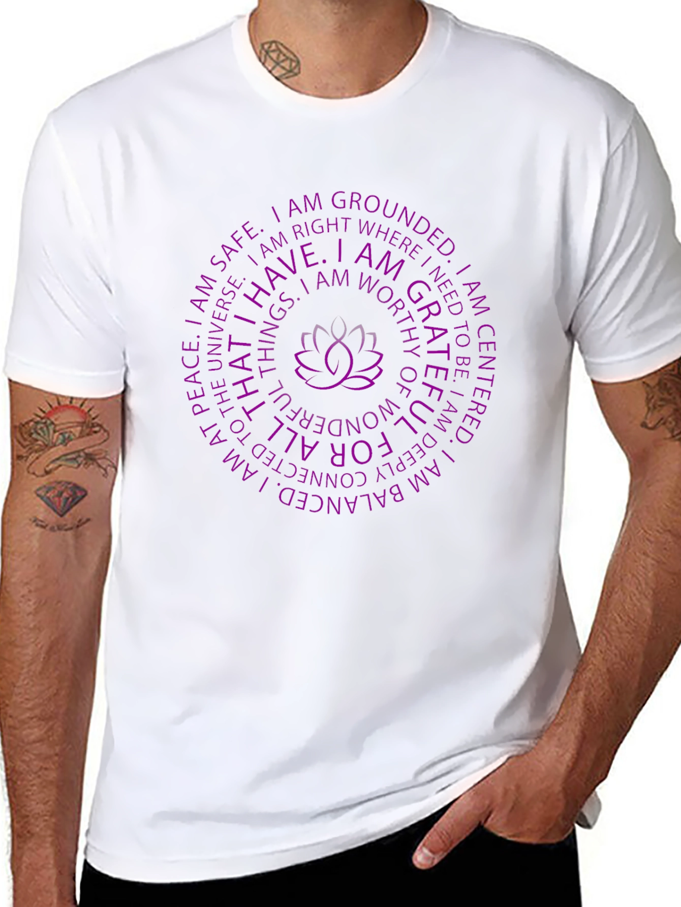 Affirmation Lotus Flower Graphic Tee - Black