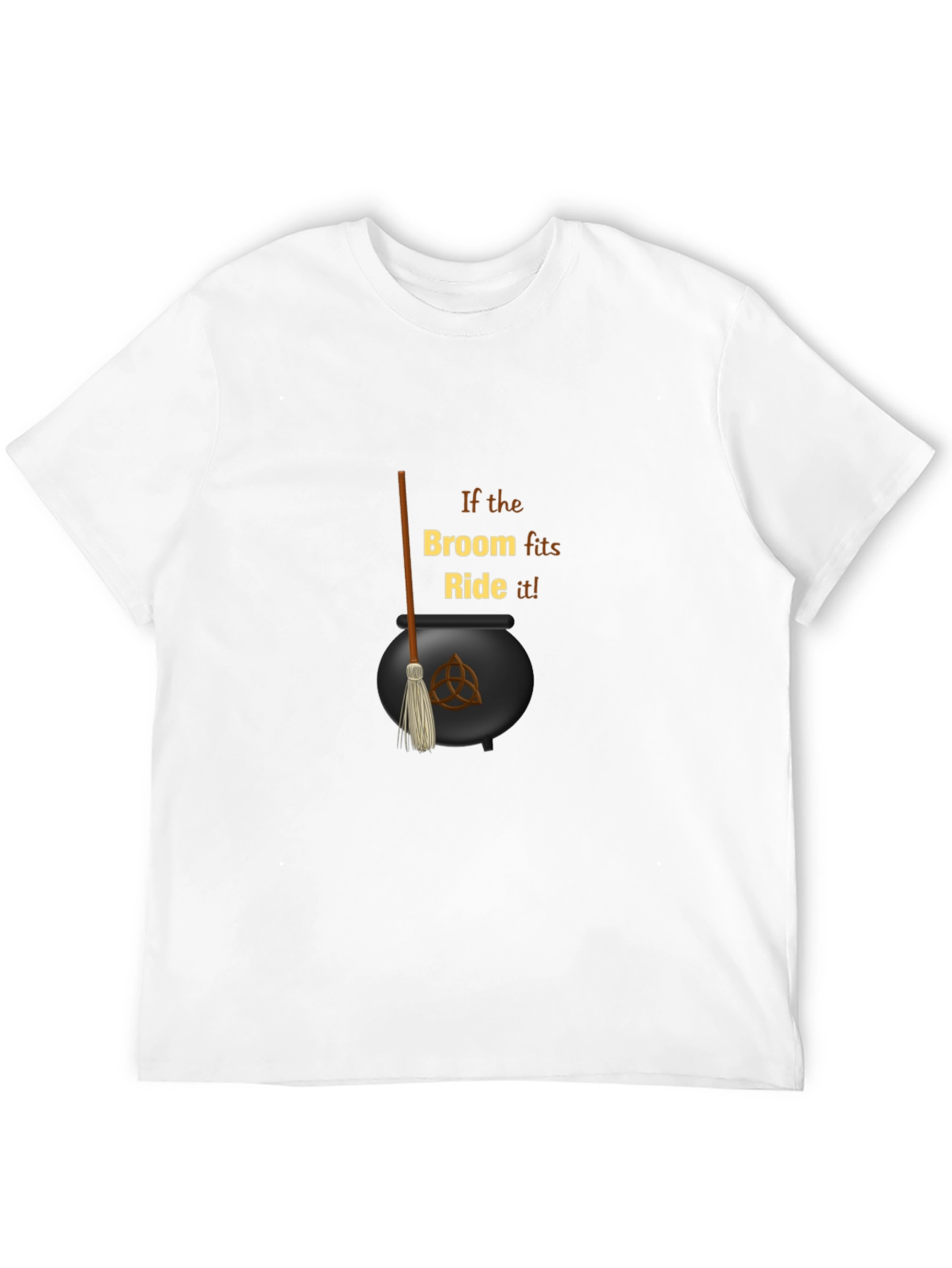 Witch Broom Cauldron Black T-Shirt