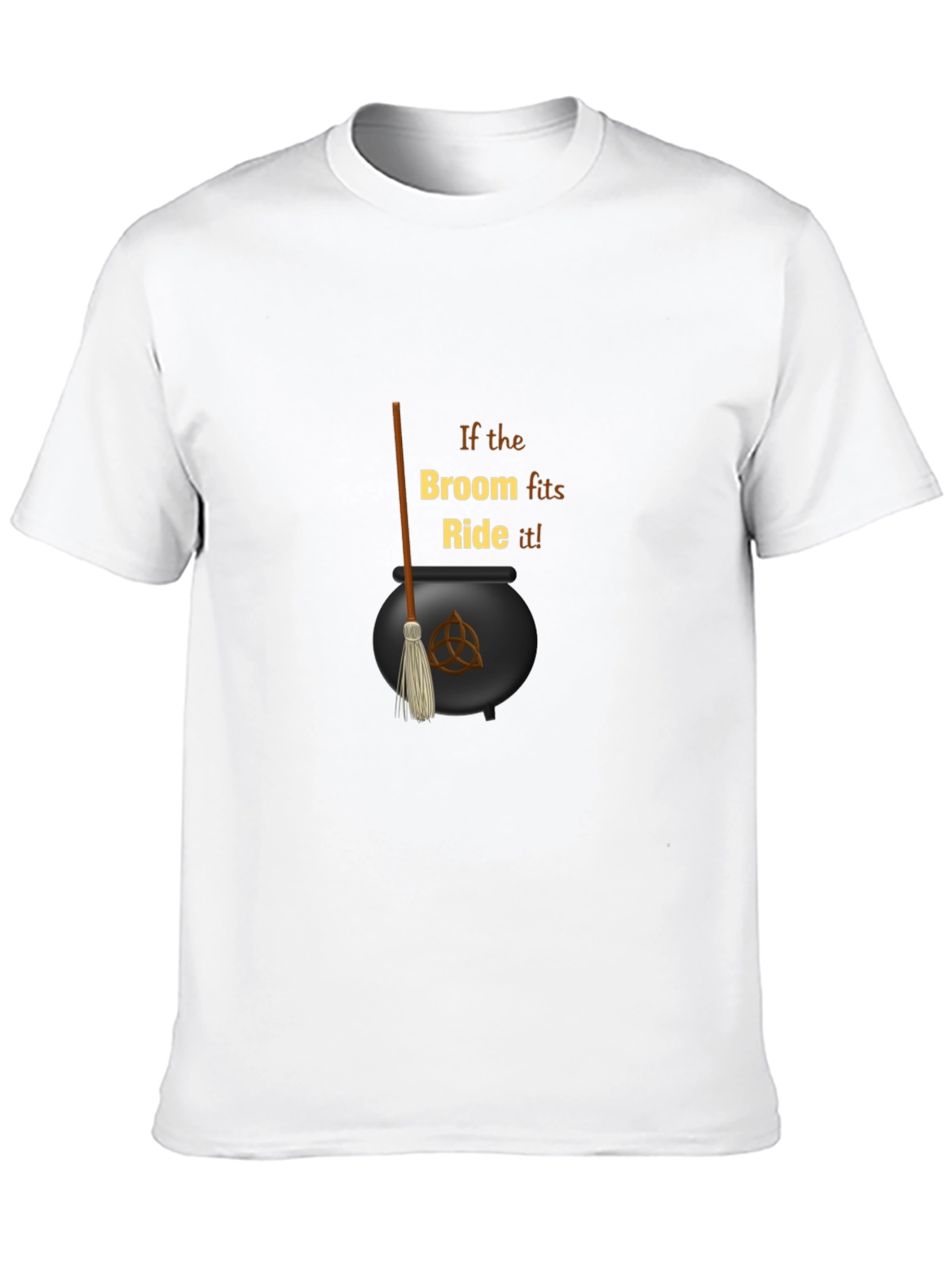 Witch Broom Cauldron Black T-Shirt
