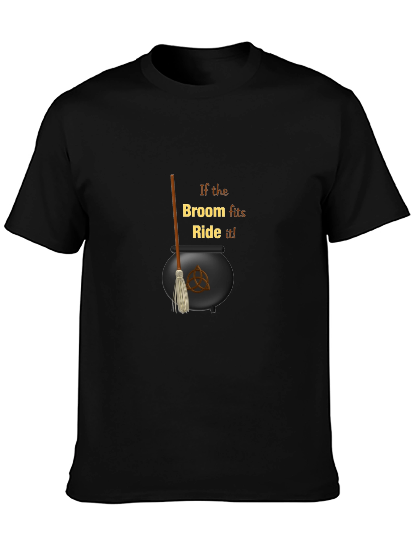 Witch Broom Cauldron Black T-Shirt