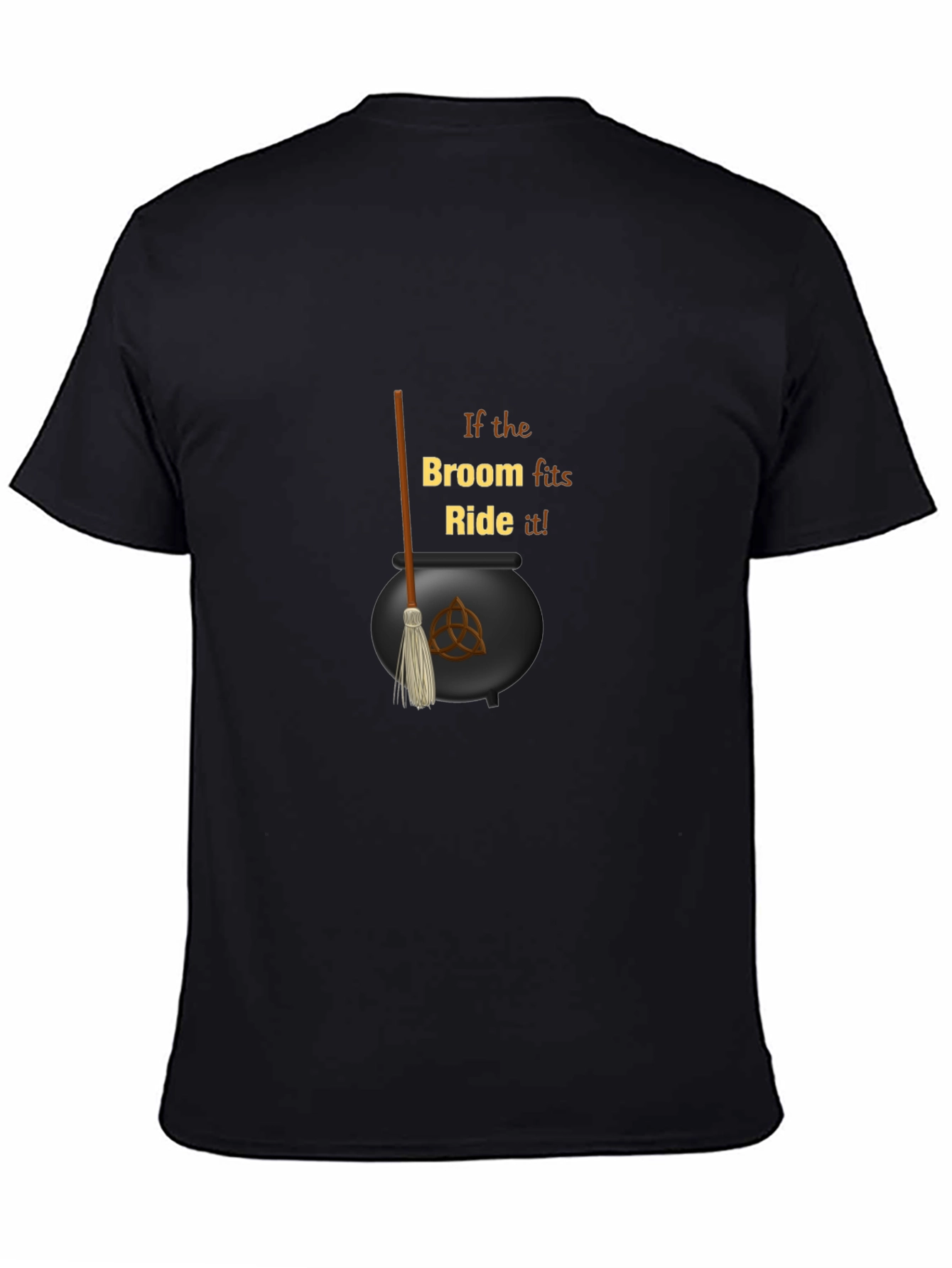 Witch Broom Cauldron Black T-Shirt