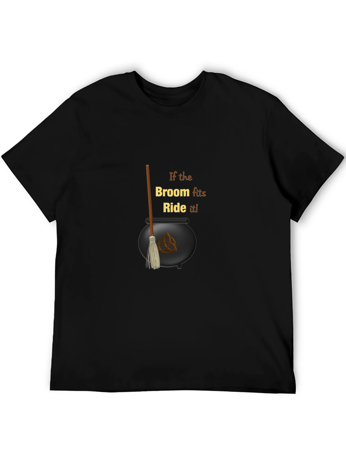 Witch Broom Cauldron Black T-Shirt