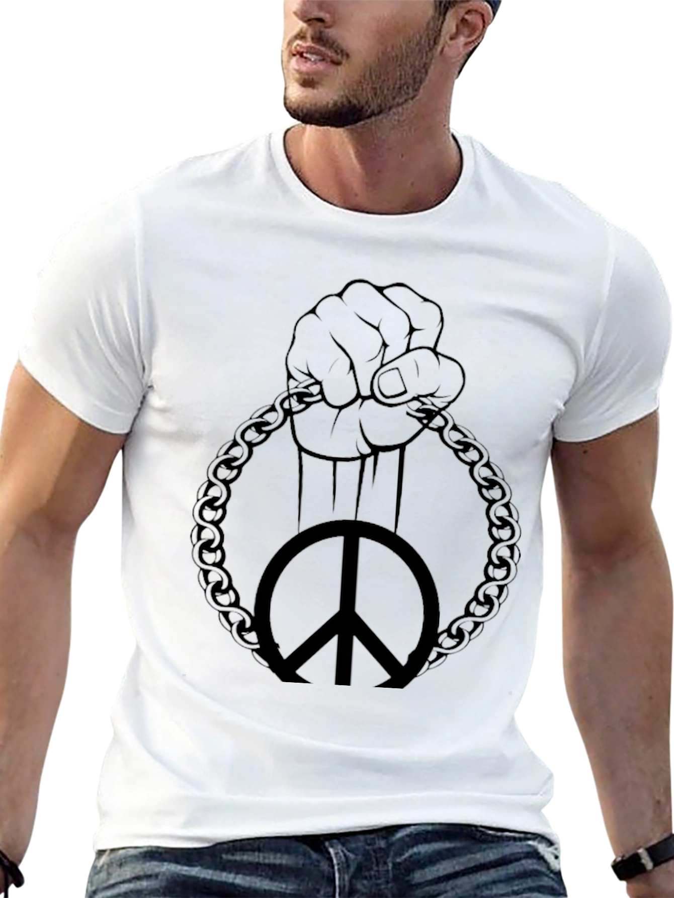 Peace Fist Chain Graphic T-Shirt