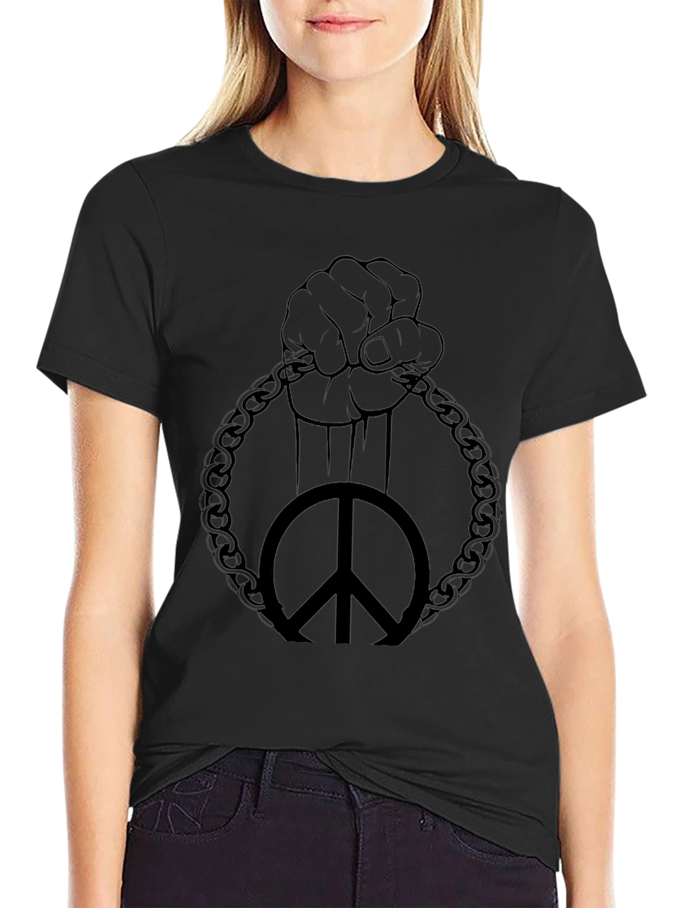 Peace Fist Chain Graphic T-Shirt