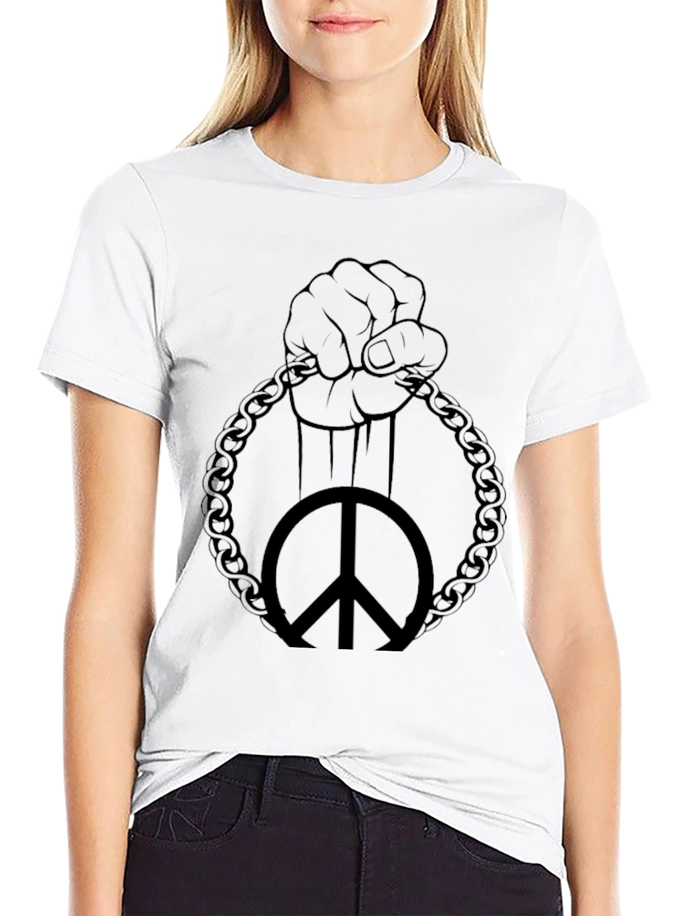 Peace Fist Chain Graphic T-Shirt