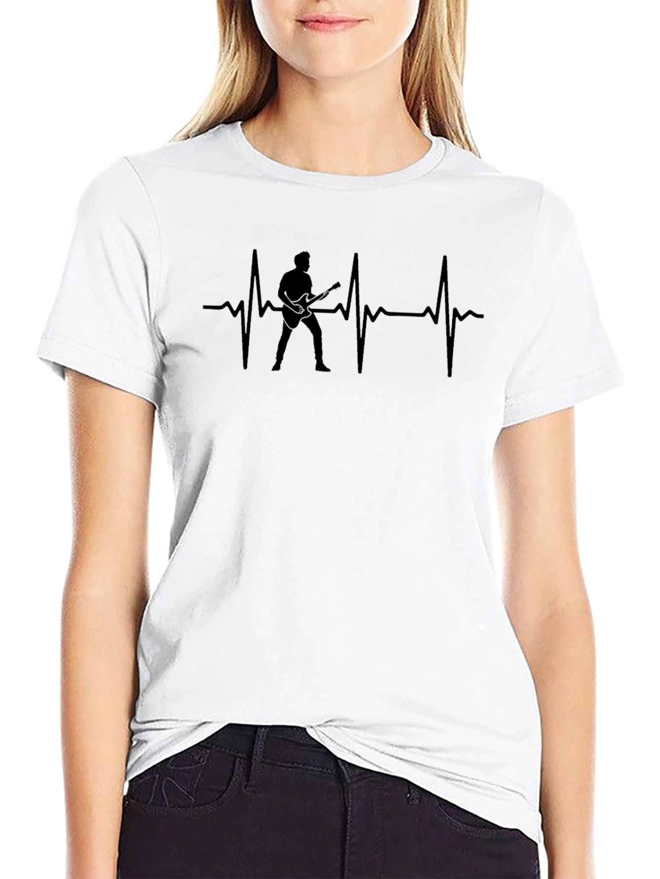 Guitarist Heartbeat Graphic Tee - Black