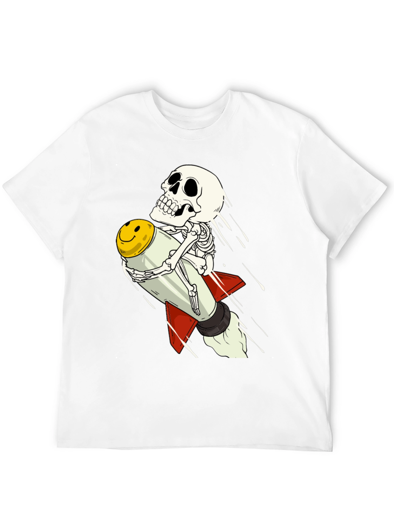 Skeleton Rocket Rider T-Shirt - Black Cotton Tee