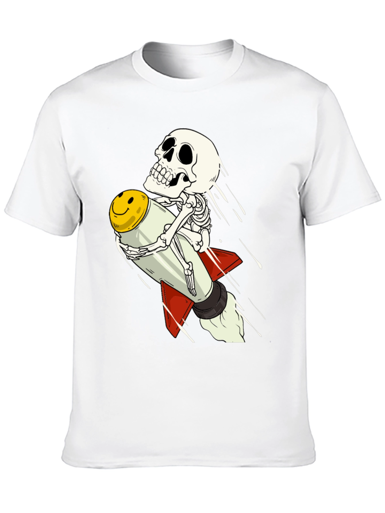 Skeleton Rocket Rider T-Shirt - Black Cotton Tee