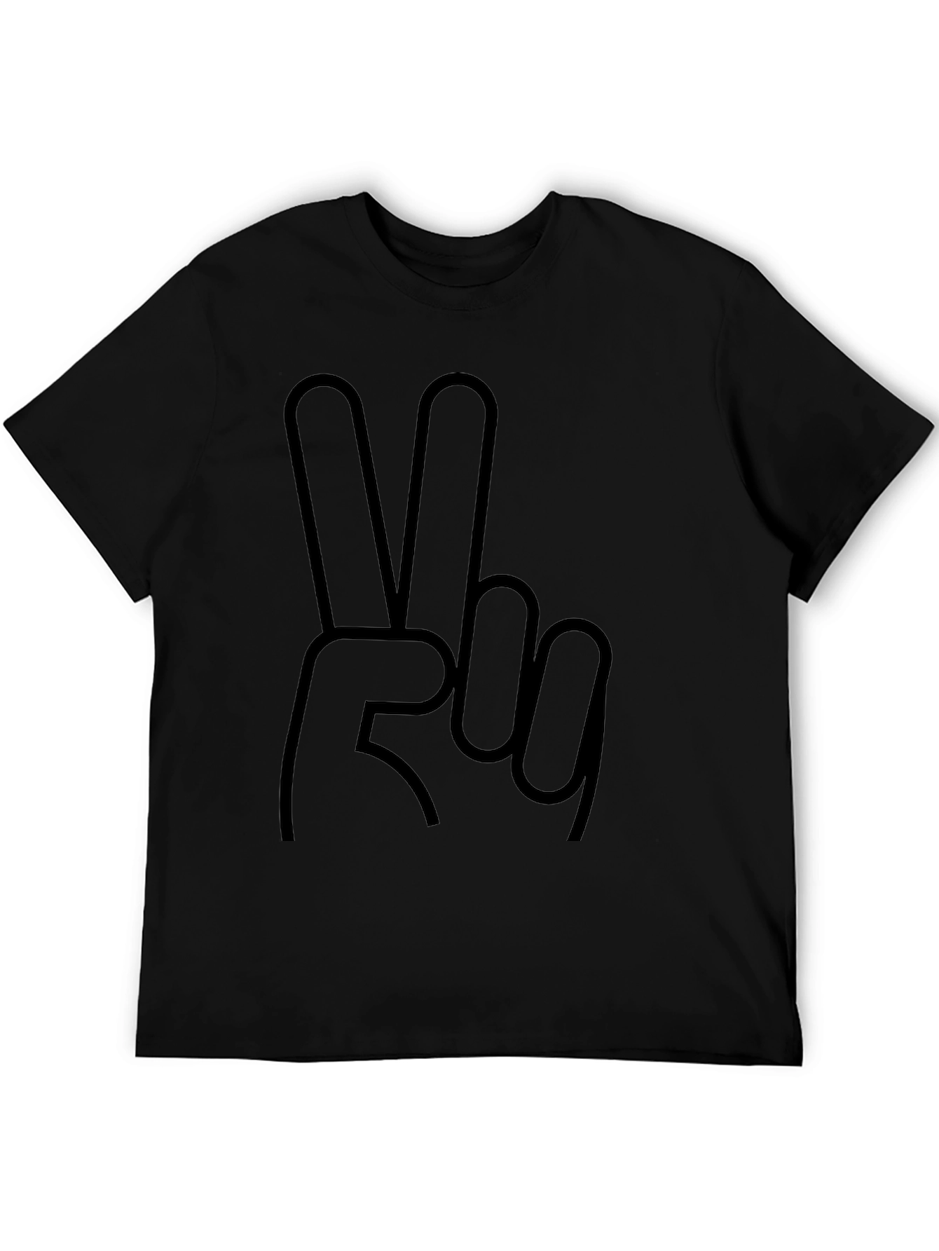 Peace Sign Graphic T-Shirt - Casual Black Tee