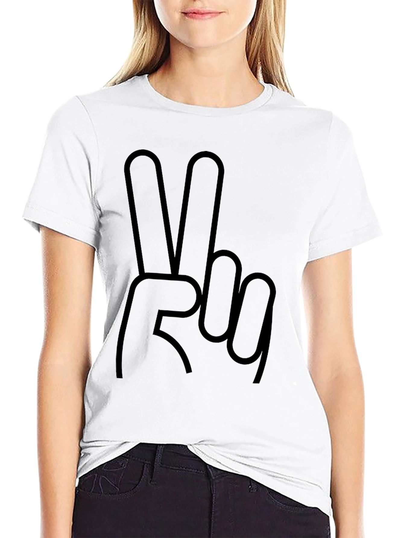 Peace Sign Graphic T-Shirt - Casual Black Tee