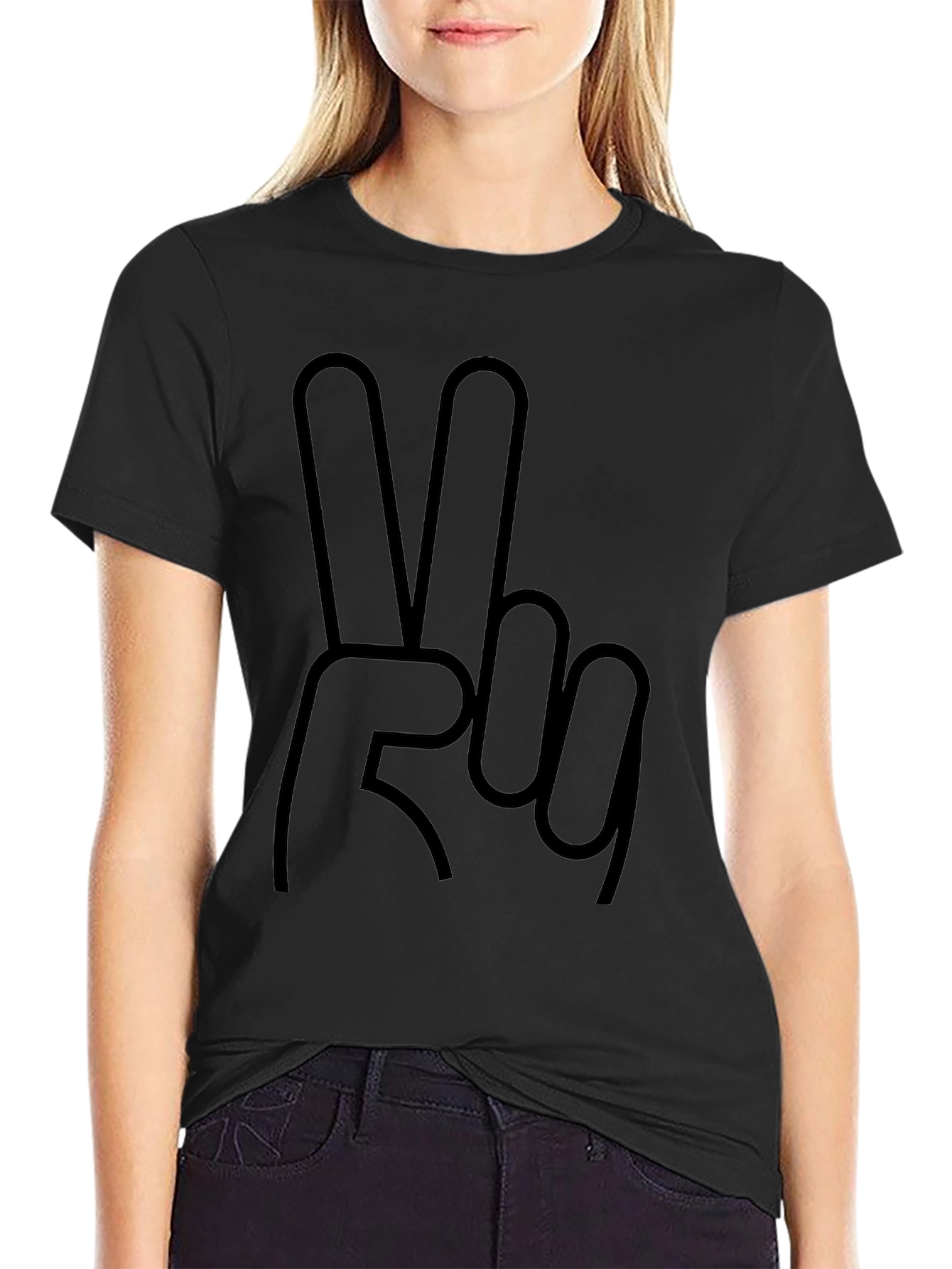 Peace Sign Graphic T-Shirt - Casual Black Tee