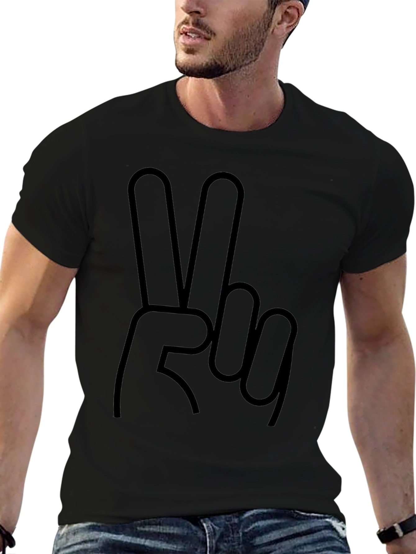 Peace Sign Graphic T-Shirt - Casual Black Tee
