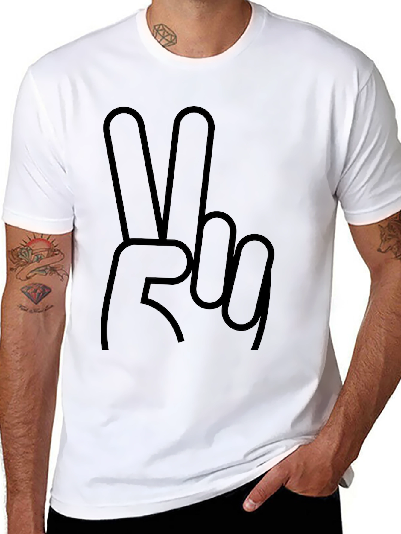 Peace Sign Graphic T-Shirt - Casual Black Tee