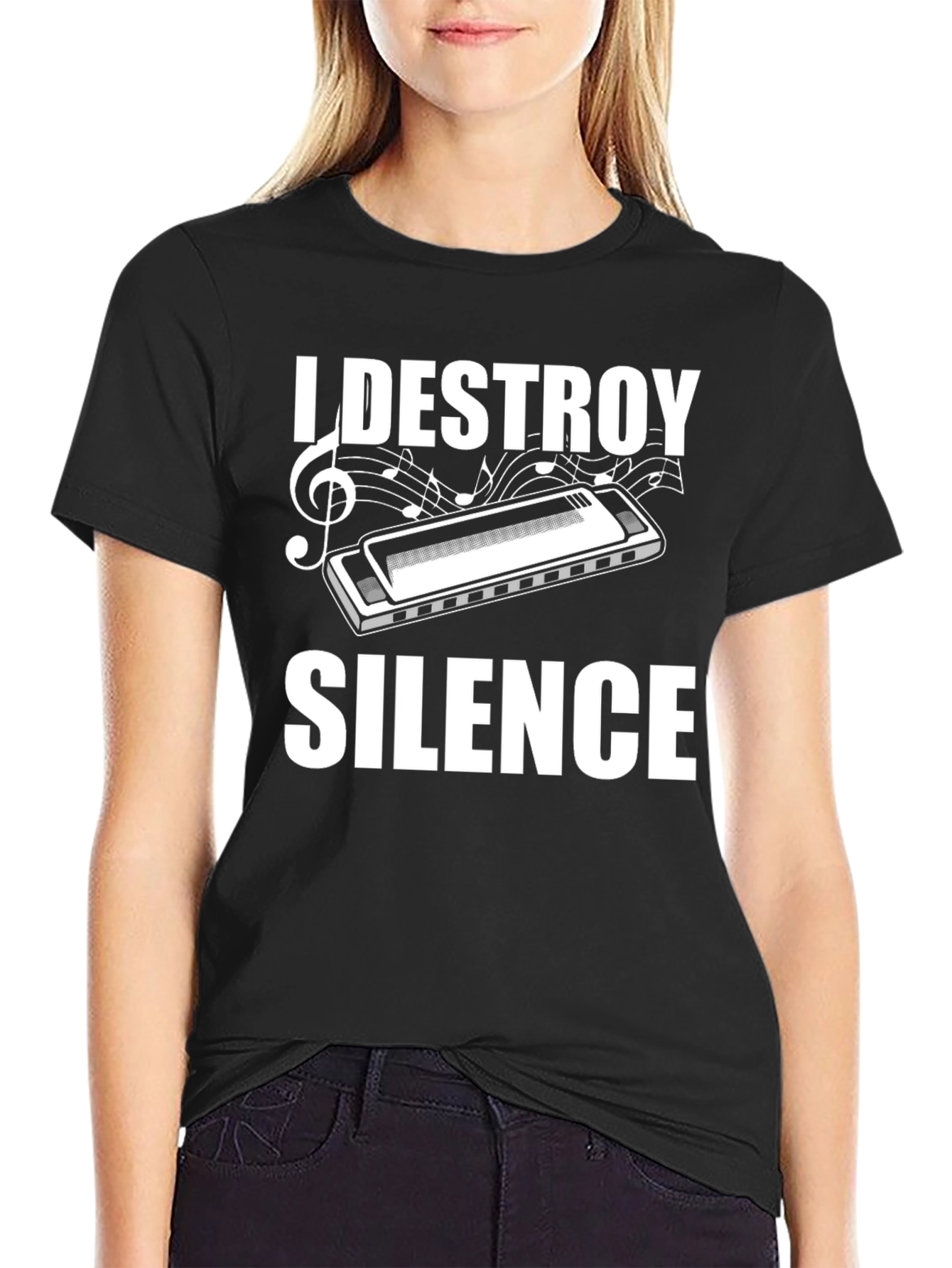 I Destroy Silence Harmonica T-Shirt