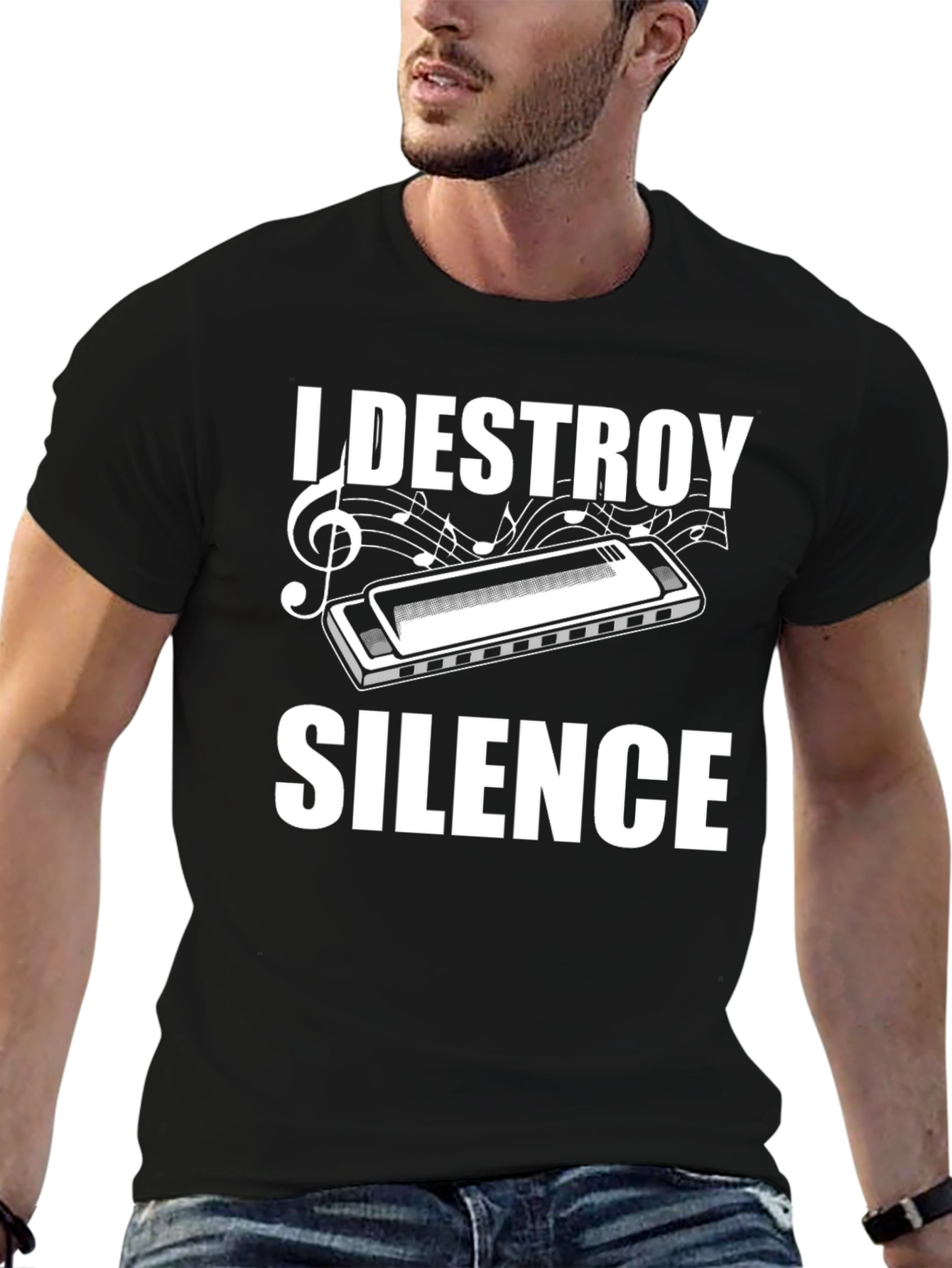 I Destroy Silence Harmonica T-Shirt