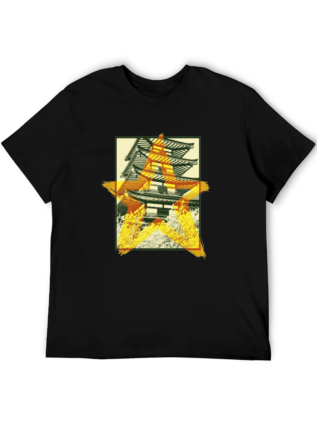 Japanese Pagoda Graphic T-Shirt - Black