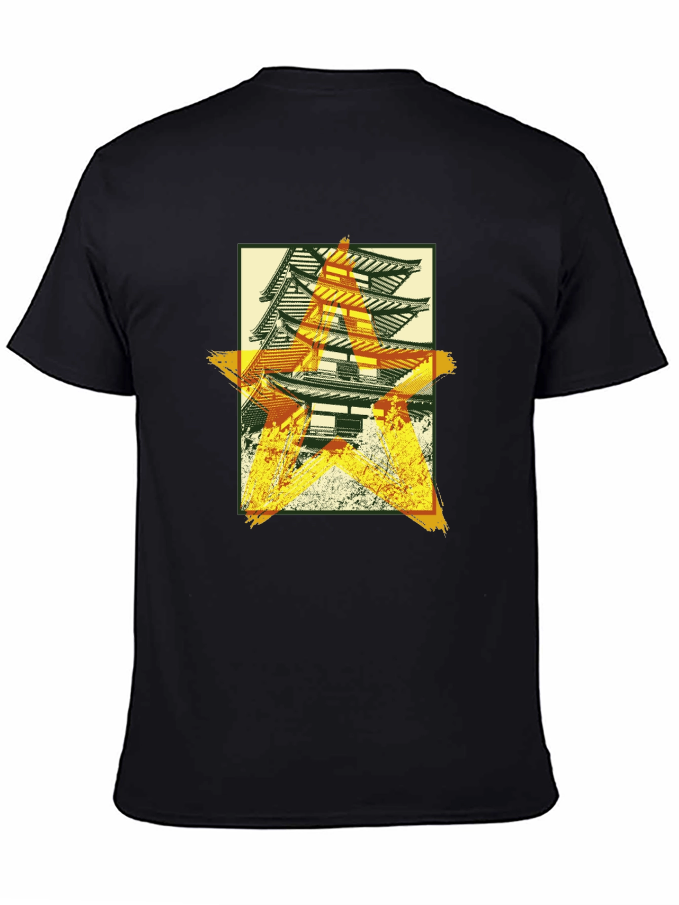 Japanese Pagoda Graphic T-Shirt - Black