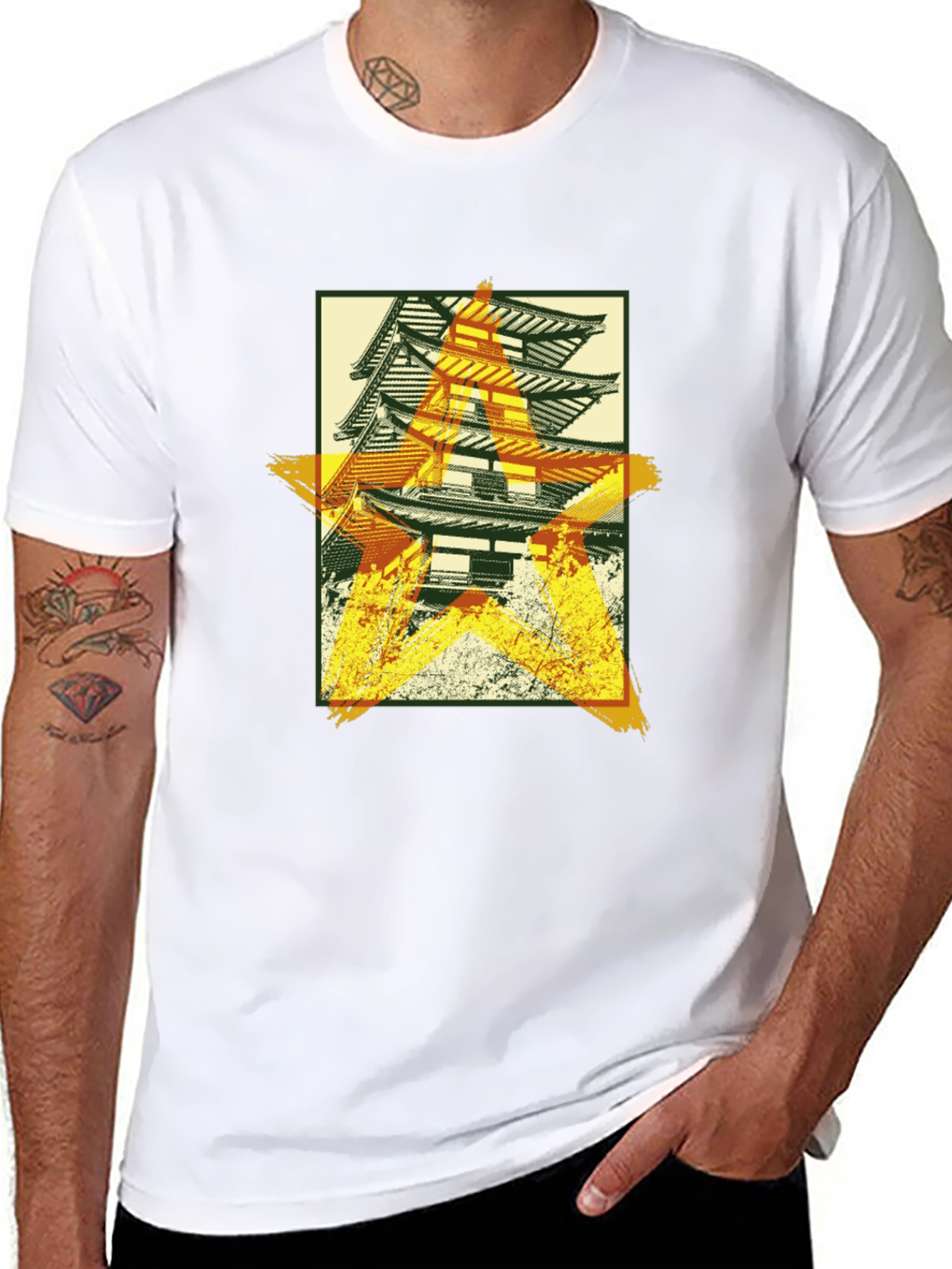Japanese Pagoda Graphic T-Shirt - Black