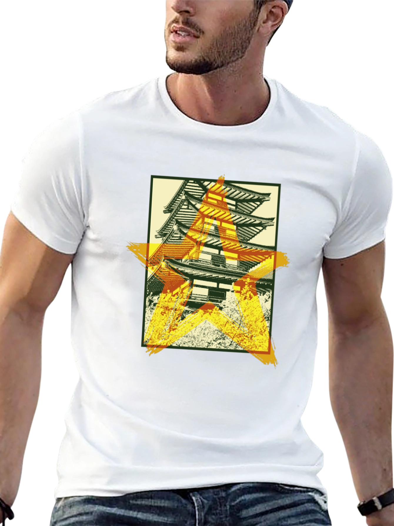 Japanese Pagoda Graphic T-Shirt - Black
