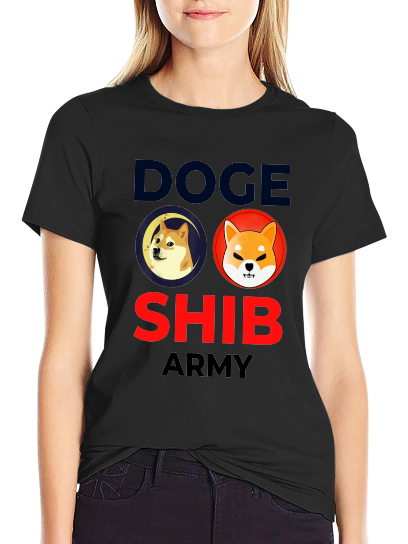 Doge Shib Army Black Graphic Tee