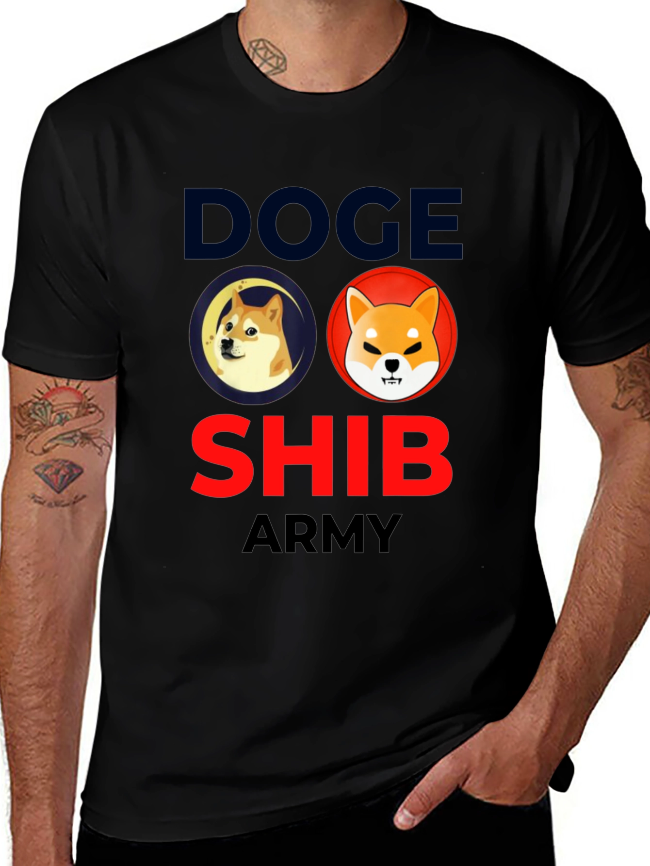 Doge Shib Army Black Graphic Tee