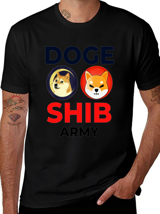 Doge Shib Army Black Graphic Tee