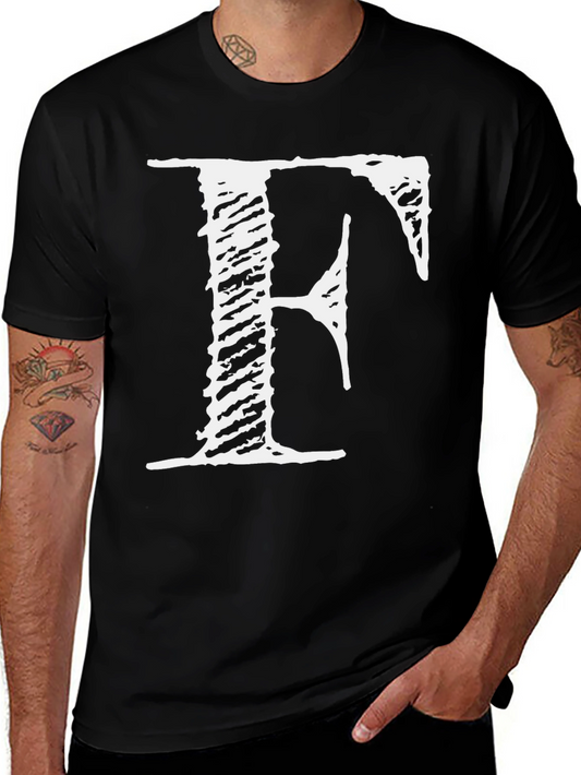 Mens Black T-Shirt with White F Graphic