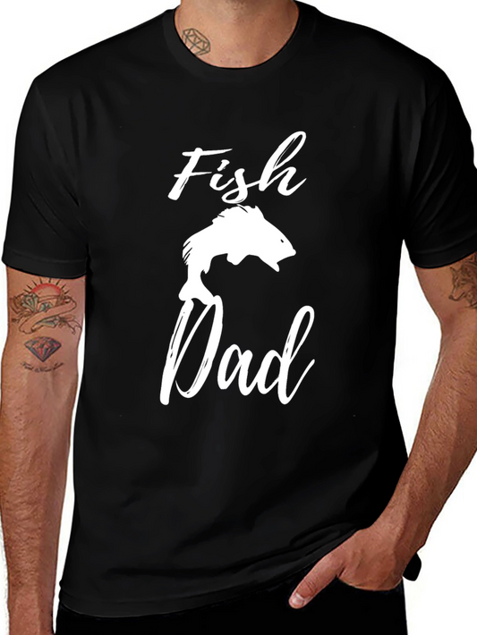 Fish Dad Graphic T-Shirt - Black Cotton Tee