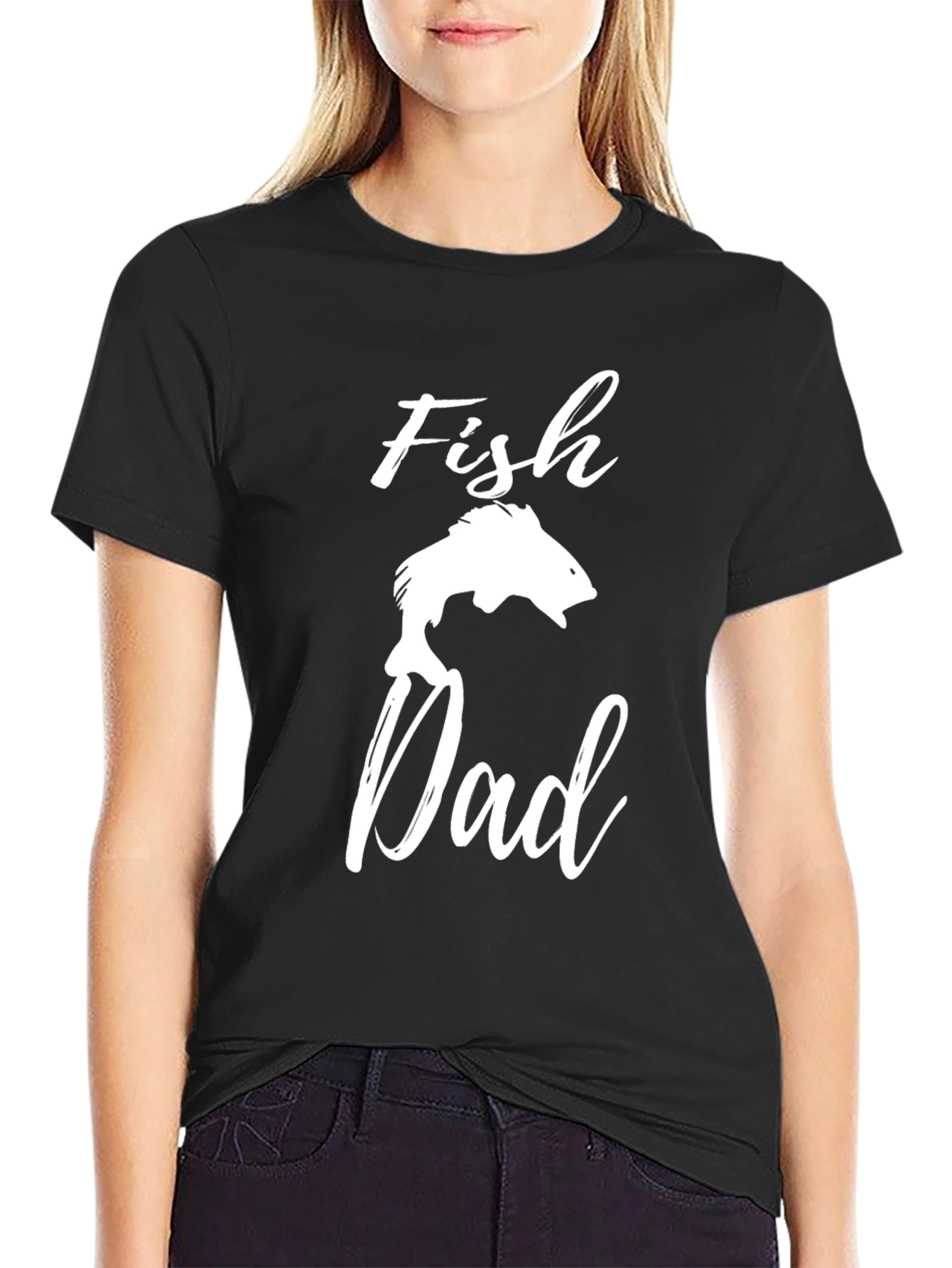 Fish Dad Graphic T-Shirt - Black Cotton Tee
