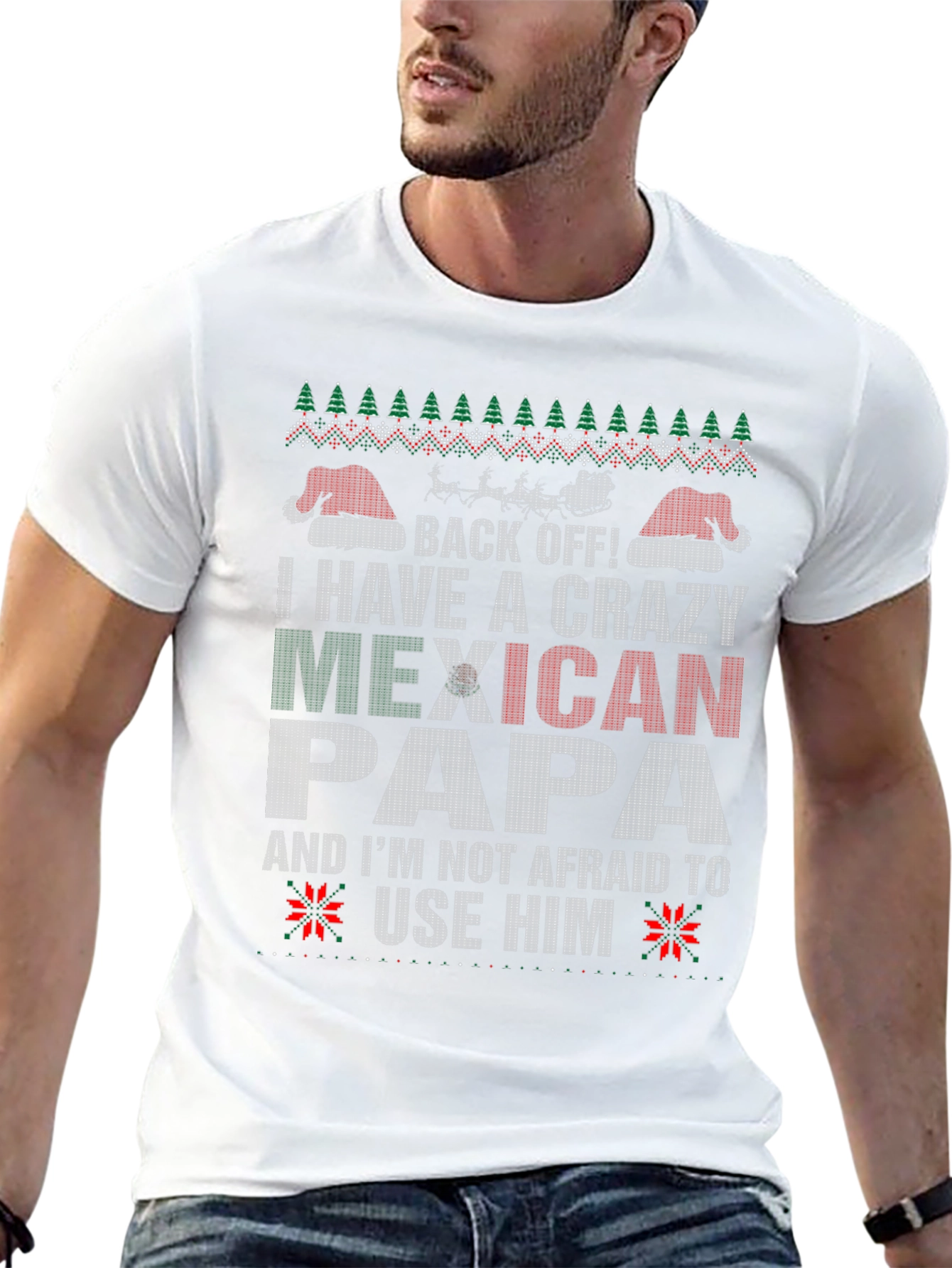 Crazy Mexican Papa T-Shirt - Ugly Christmas Sweater Style